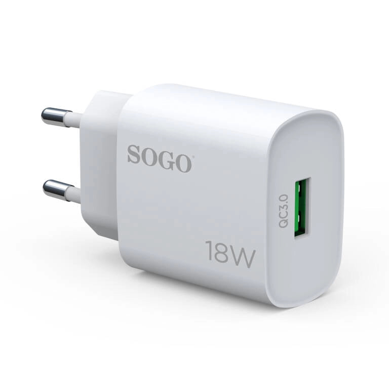 Caricatore USB rapido 18W con Quick Charge 3.0, uscita 5V 9V 12V, per smartphone e tablet - SOGO