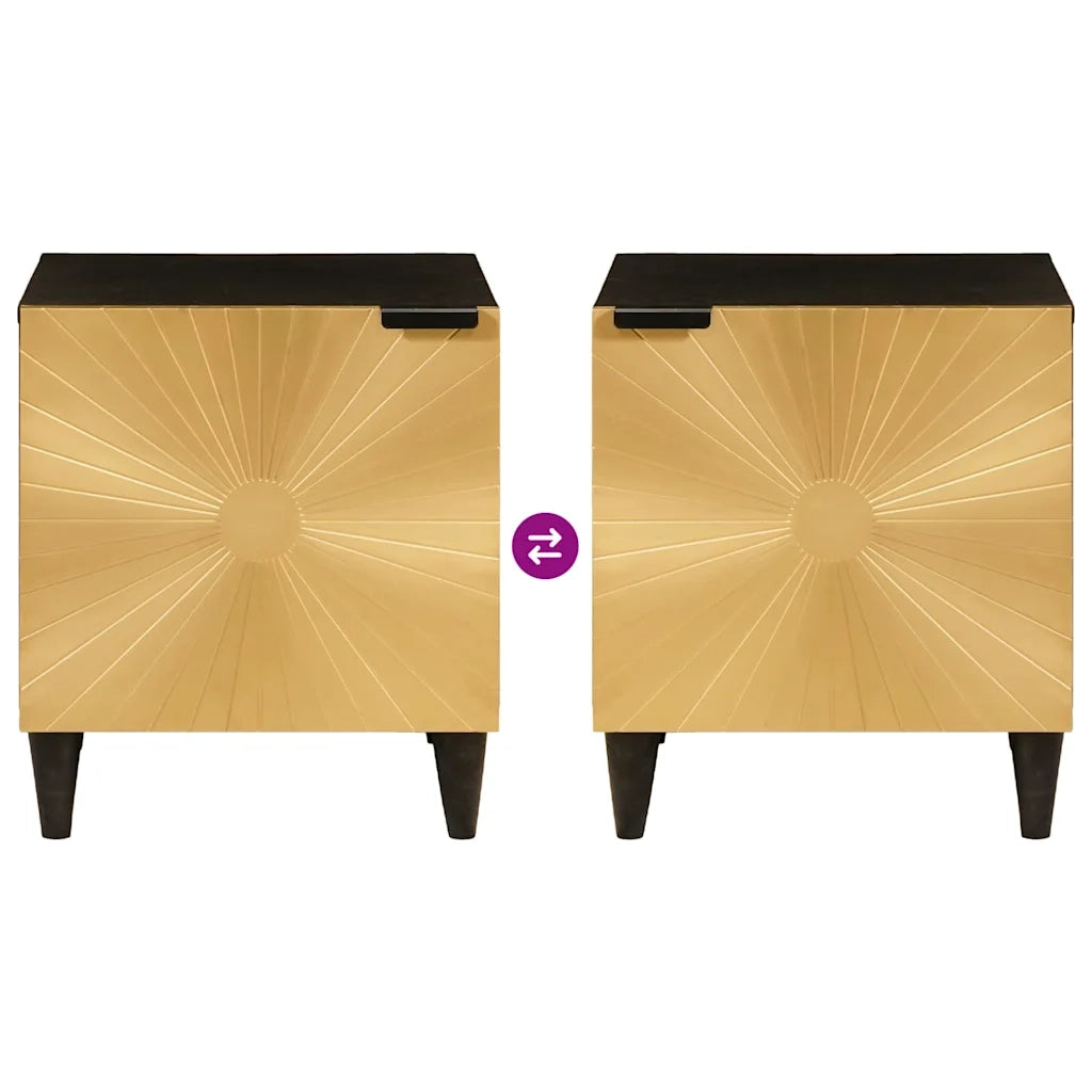 Set di 2 Comodini | Armadio da Notte | Mobiletto da notte Nero e Oro 40 x 33 x 46 cm