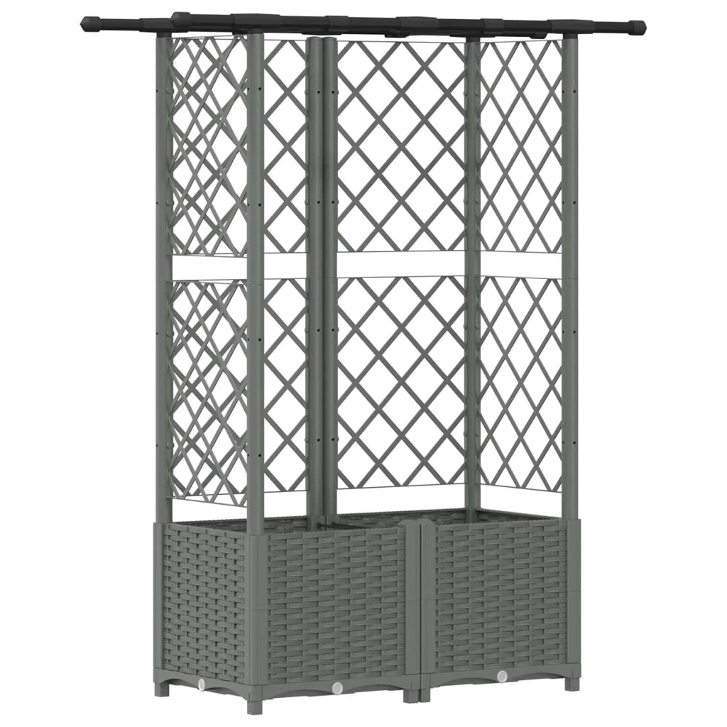 Letto Rialzato con Griglia e Tetto Grigio Chiaro 42032590