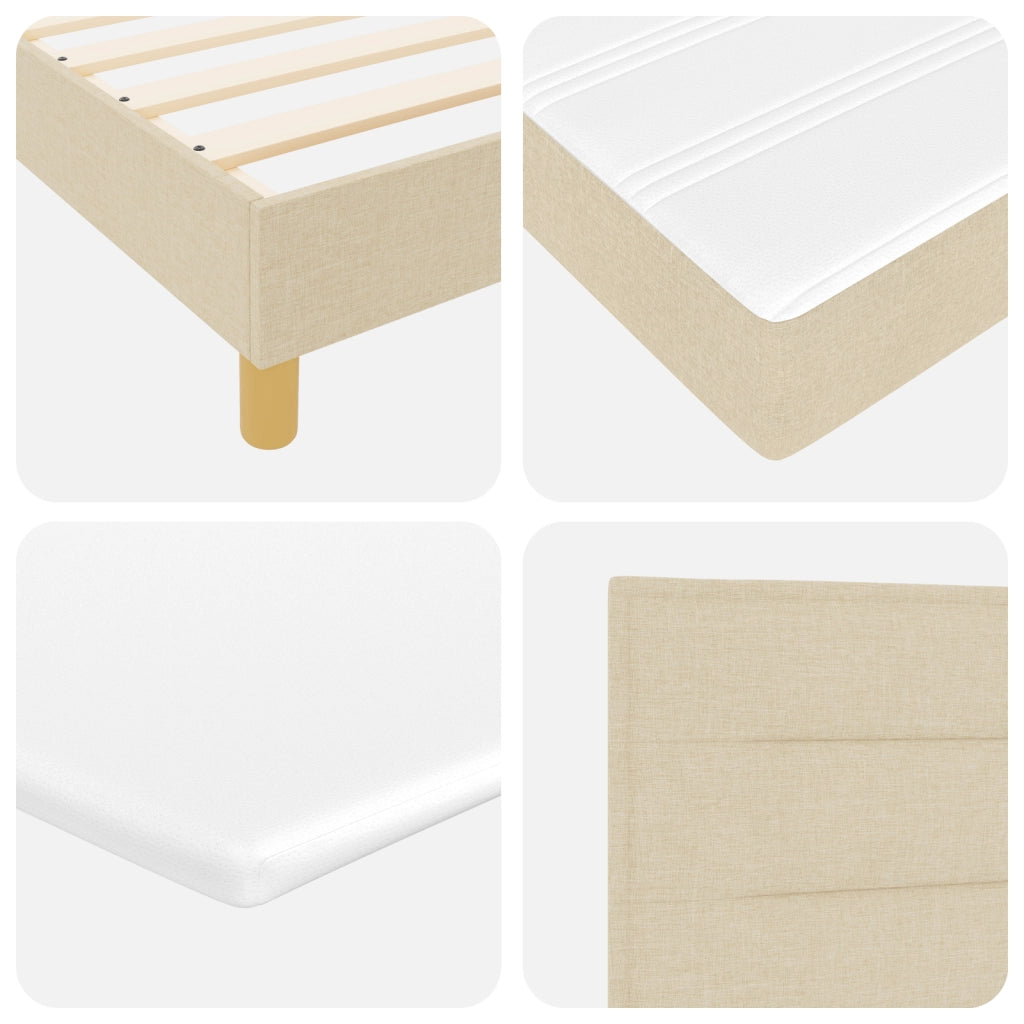Letto con Materasso - Crema, 140x190 cm, Tessuto