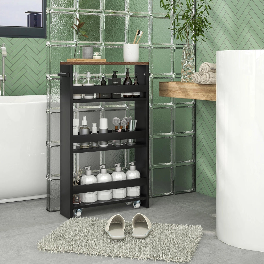 Carrello con cassetti e ruote 3 livelli ¨C zephmum ¨C 51.5x13x80 cm