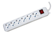 PRESA MULTIPLA LINK 6 SCHUKO/10/16A INTERRUTTORE CAVO 1,5MT BIANCA