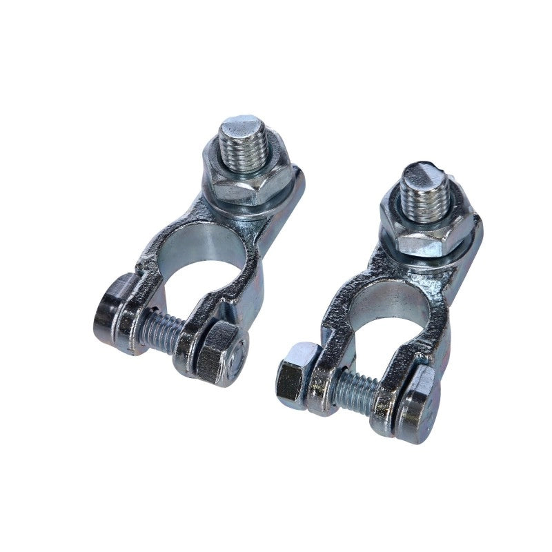 COPPIA MORSETTO BATT ZINCATO M8+M8- PAIR OF GALVANISED BRASS CLAMPS (M10+) AND (M10-)
