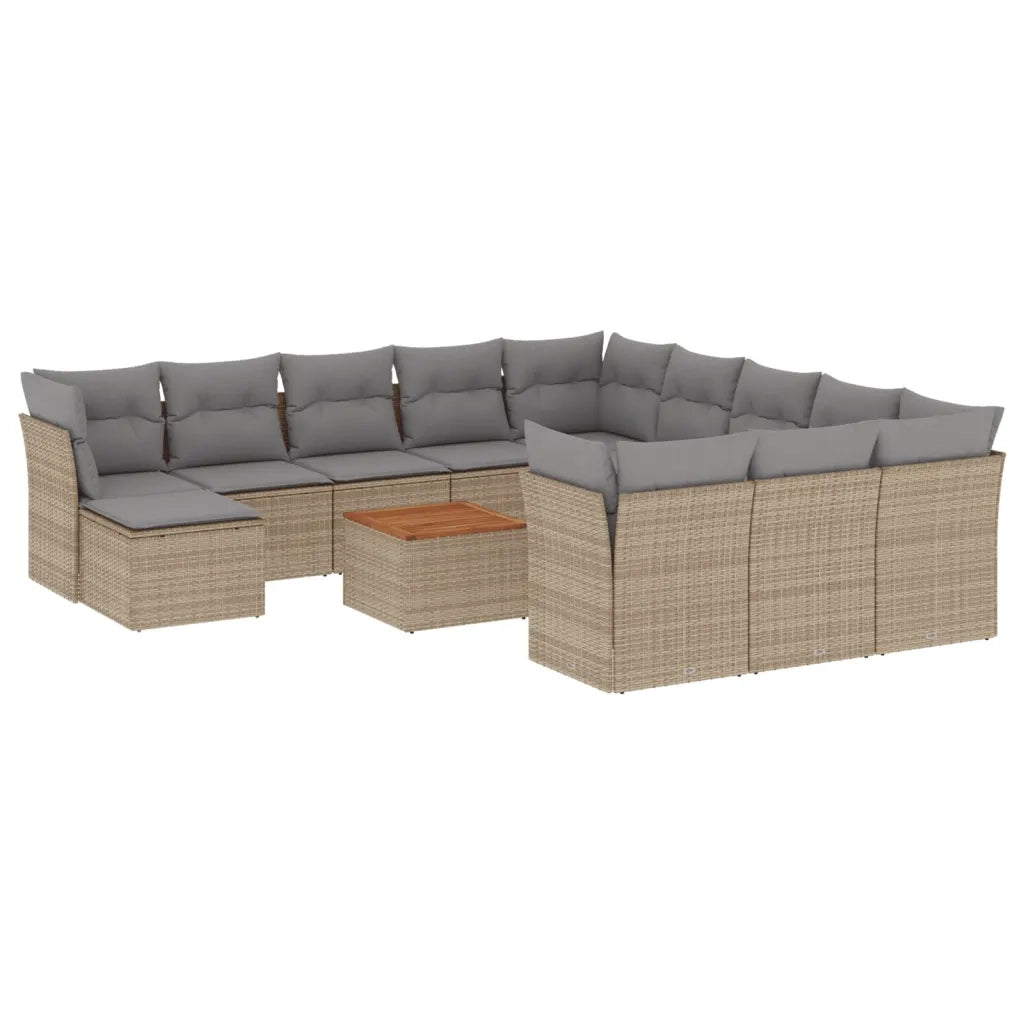 Set Divano da Giardino 13 pz con Cuscini Beige Misto Polyrattan 3256318