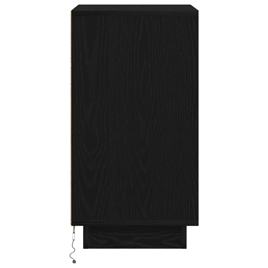 Comodino con Luci LED-Tavolino da notte Nero 38x34x65 cm