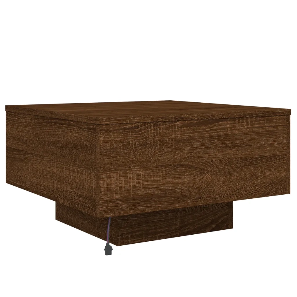 Tavolino da salotto | Tavolino da caff¨¨ | Tavolino da Soggiorno con Luci LED Rovere Marrone 55x55x31 cm