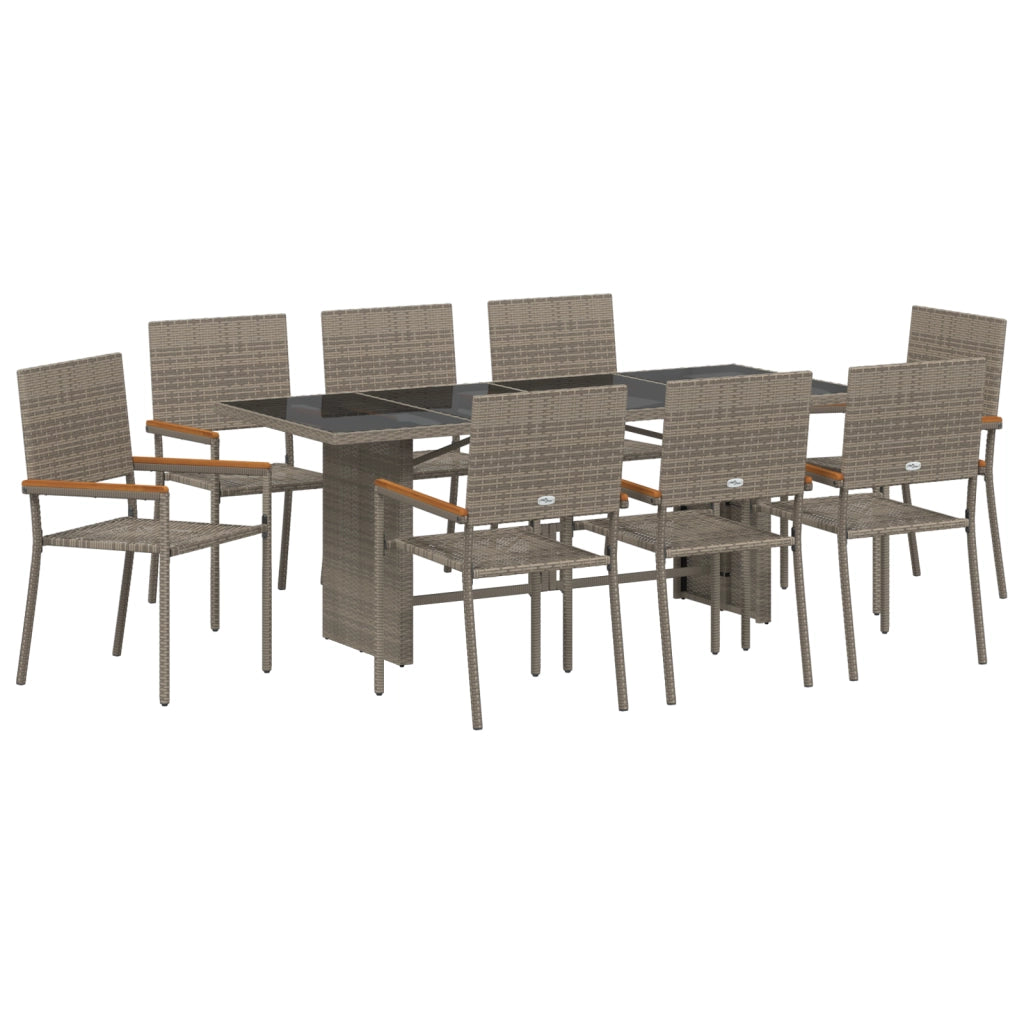 Set da pranzo da giardino  9 Pezzi Grigio Polyrattan
