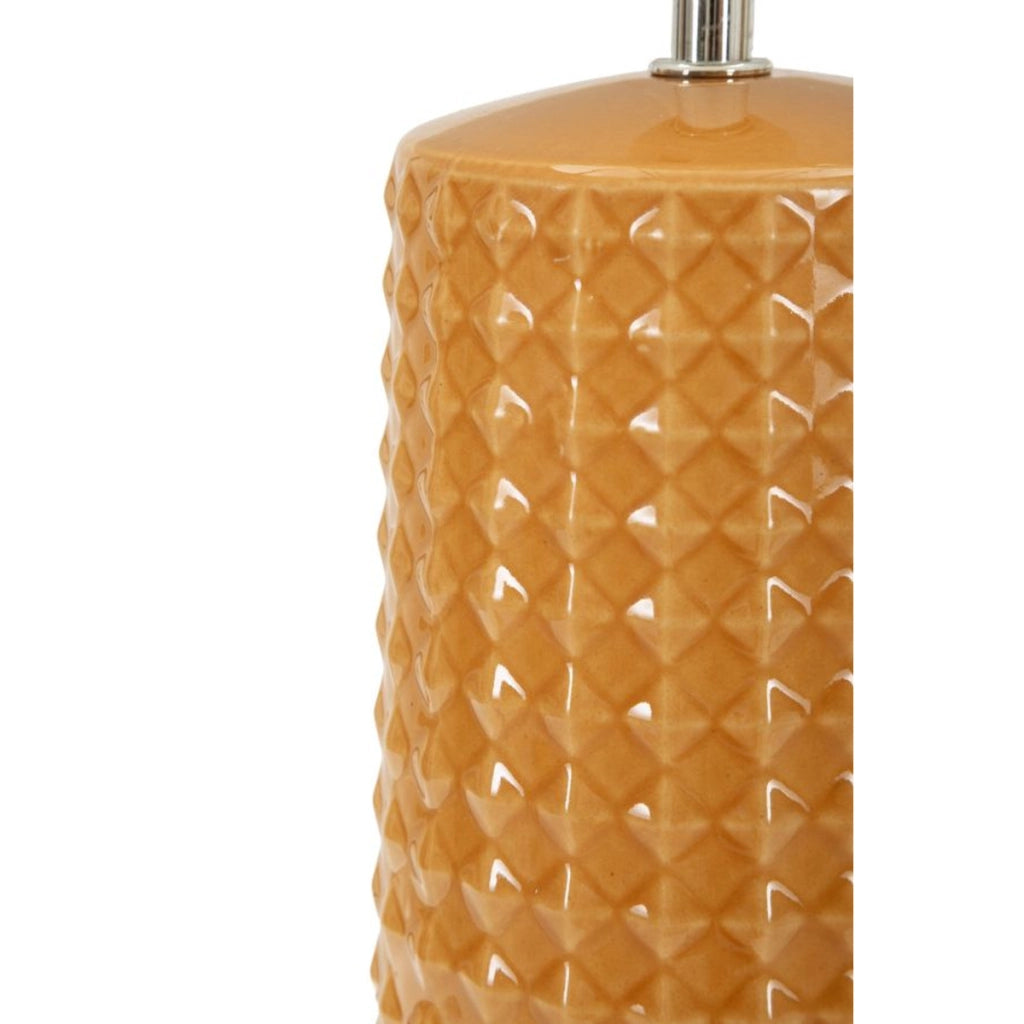 Lampada da tavolo GLISS in ceramica senape e tessuto