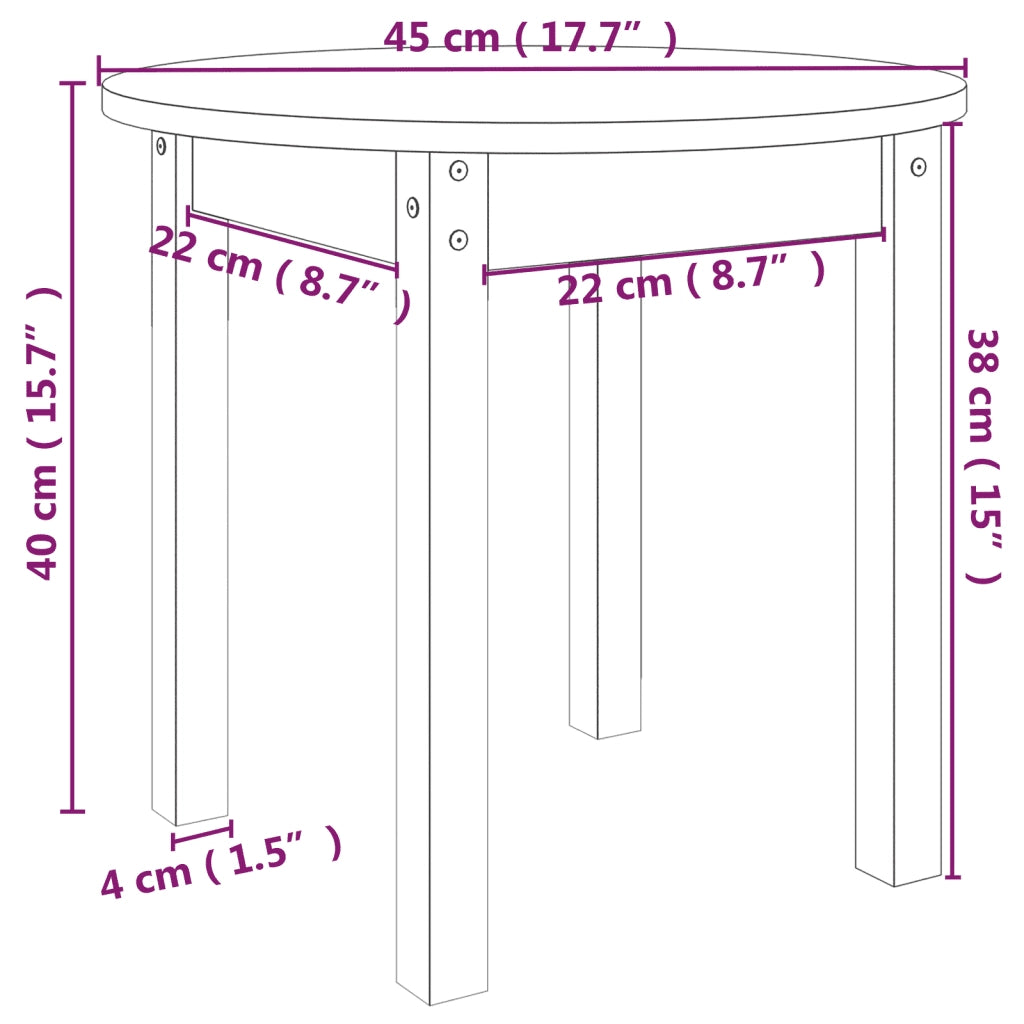 Tavolino da Salotto Grigio Ø 45x40 cm in Legno Massello di Pino 822334
