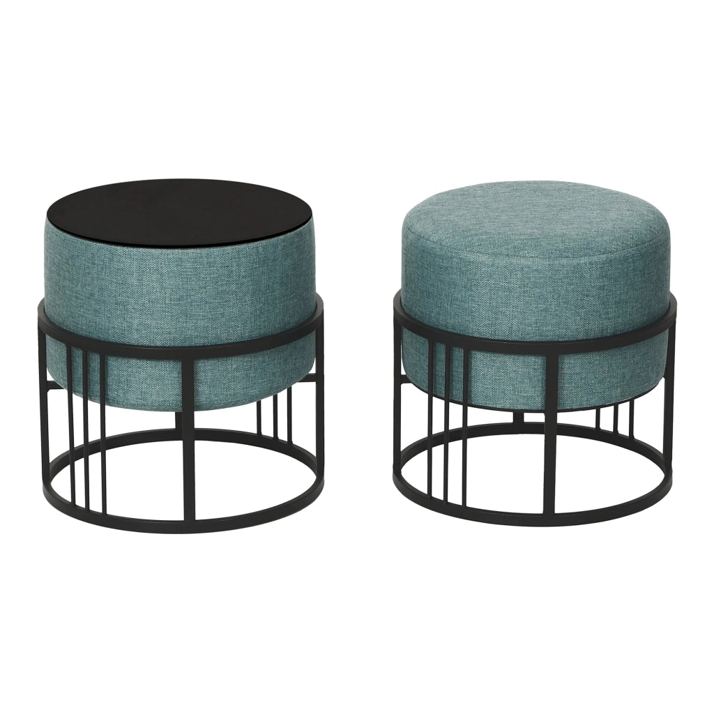 Set di 2 pouf impilabili design moderno e senza tempo multifunzionali rotondi verdi 03_0009696