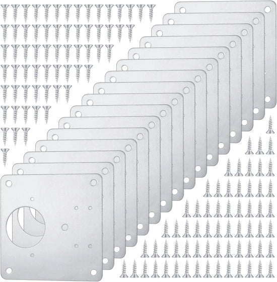 16 pezzi di piatto di riparazione per porta del mobile cucina - bracci di supporto in acciaio inossidabile - piastre di riparazione con fori - tastone di fissaggio - durata e qualità