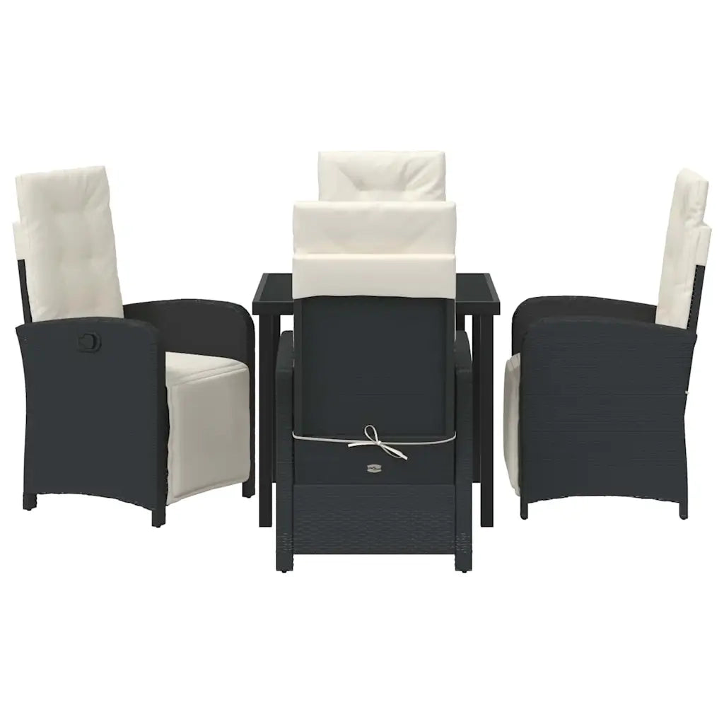 Set da Pranzo per Giardino con cuscino 5 pcs Nero polyrattan 3380303