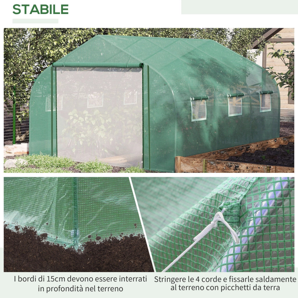 Serra da giardino in acciaio con copertura PE ¨C zephmum ¨C verde 3.5x3x2m