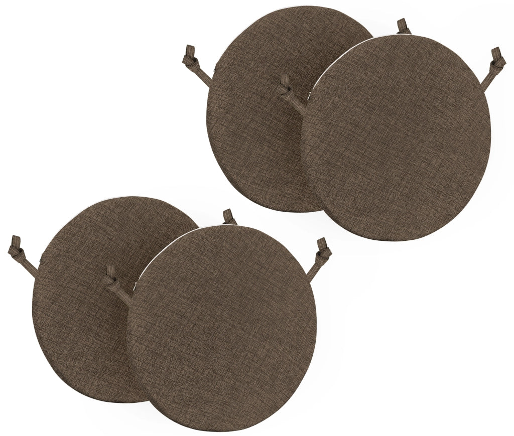 Cuscini Rotondi Per Sedie Cucina Imbottiti Sfoderabili Con Cerniera Cuscino Rotondo Ø 40 Cm Sedia Tavolo Lavabile In Lavatrice Con Lacci Per Fissaggio Prodotto Italiano Comodi 4 Pezzi - Marrone