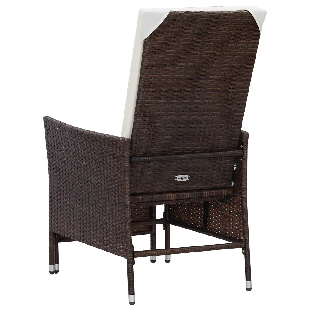 Sedia da Giardino-Sedia da esterno Reclinabile con Cuscino in Polyrattan Marrone