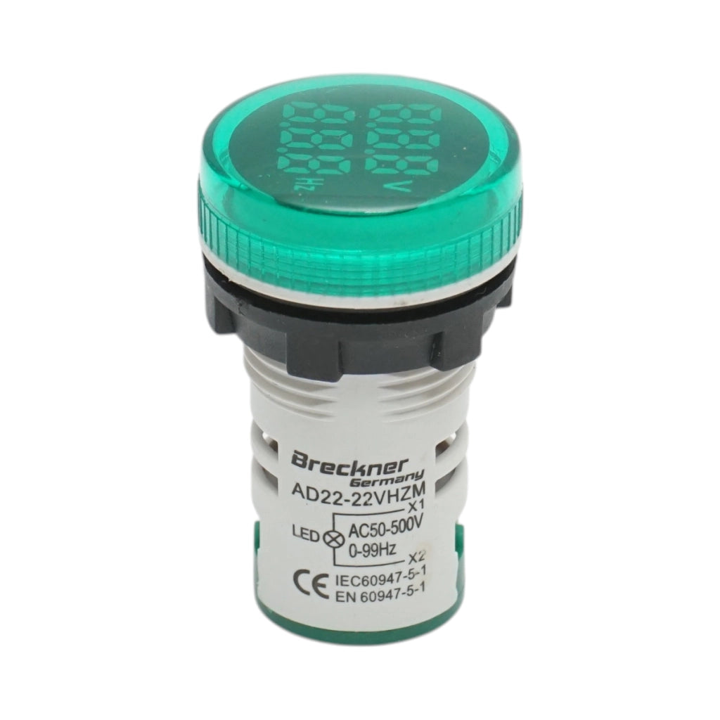 Voltmetro e indicatore di frequenza LED verde 0-99Hz/50-500V AC Breckner Germany