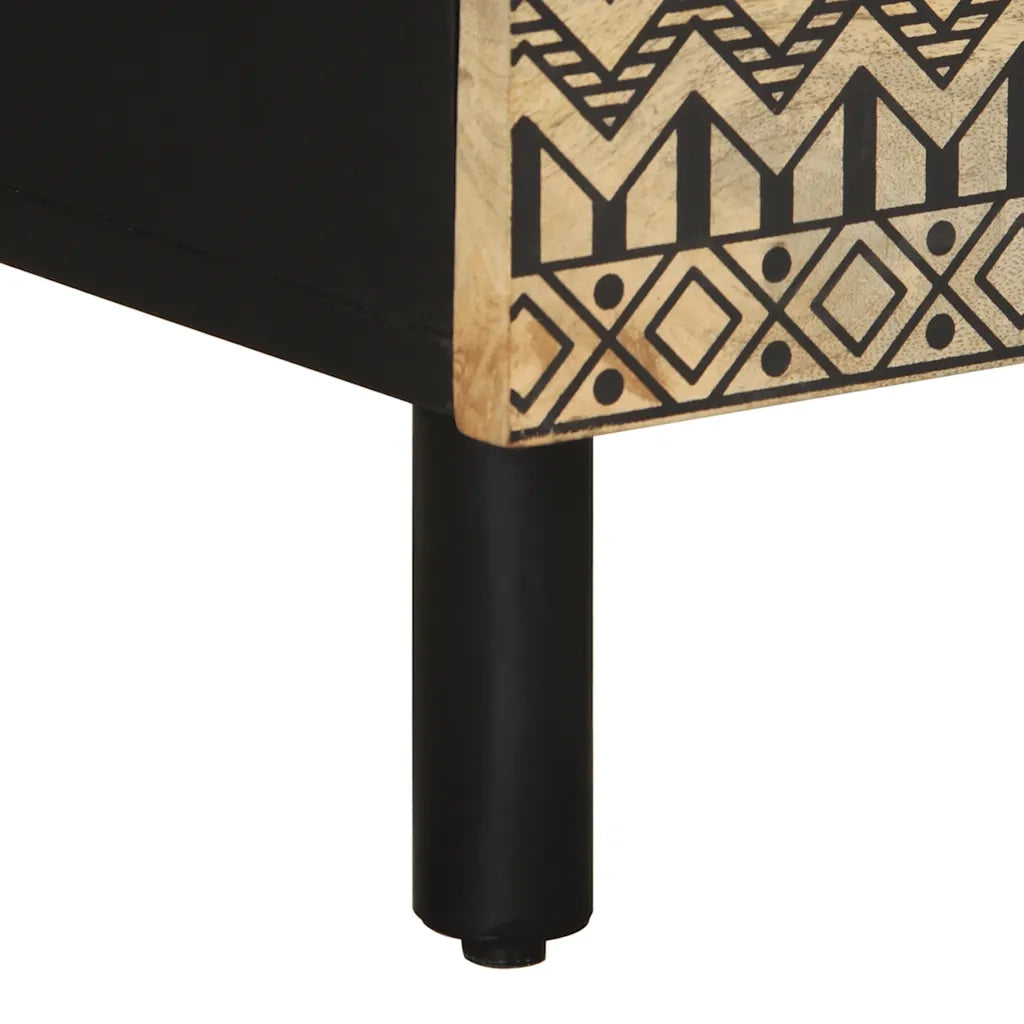 Comodini 2pz Neri 40x33,5x46 cm Legno Massello Mango Grezzo 4018625
