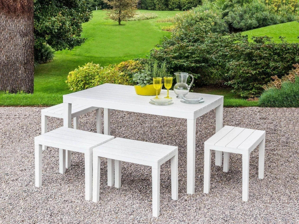 Salottino Outdoor Asta, set Salotto da Esterno 4 Posti Made in Italy, Bianco