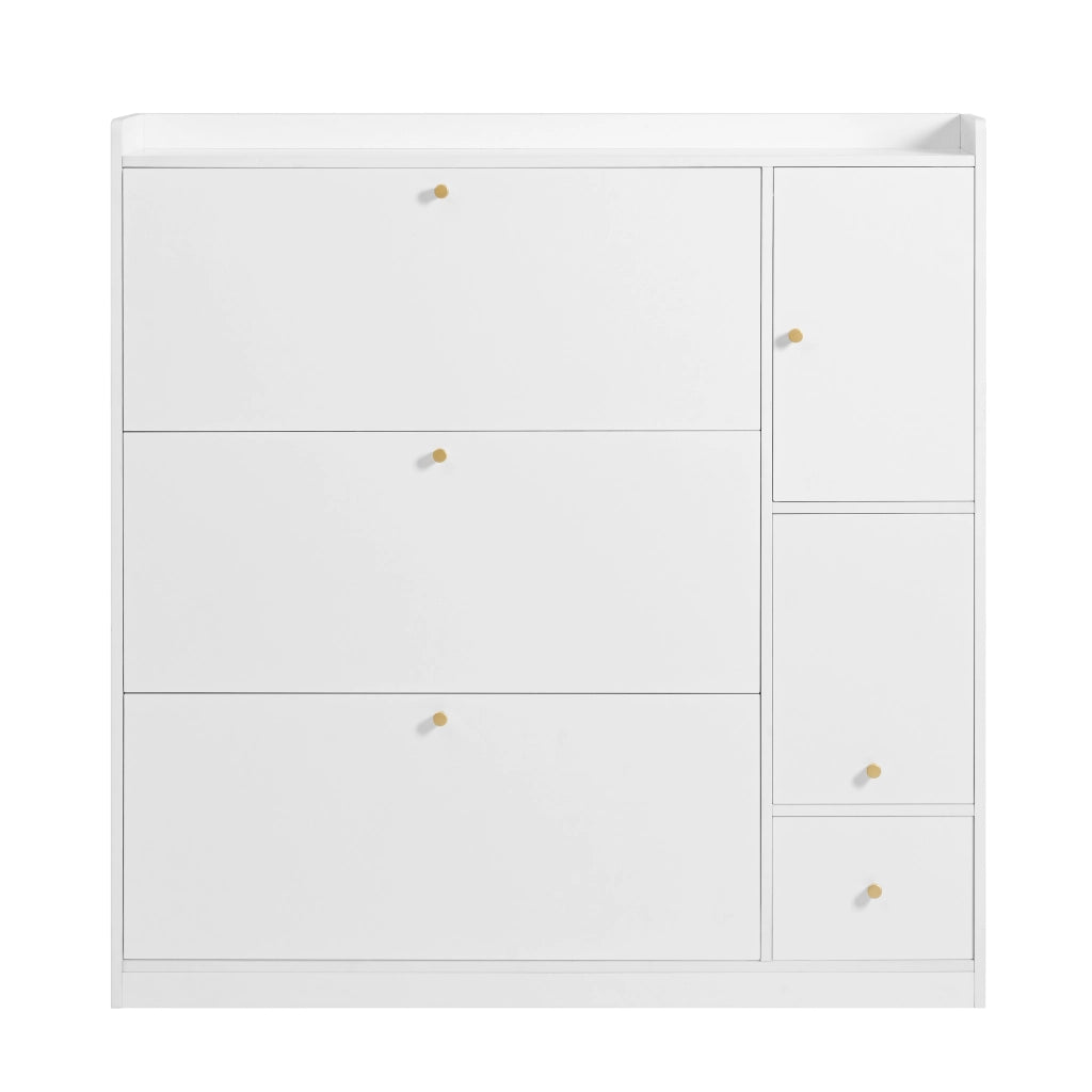 Scarpiera a Ribalta con Panca e Cassetto ¨C MINIMAL ¨C Bianco, 119x24x122