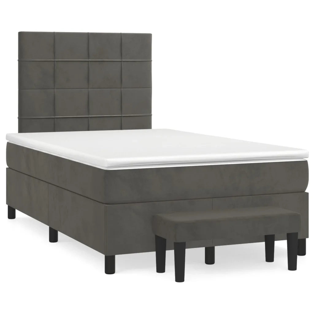 Giroletto a Molle con Materasso Grigio Scuro 120x200 cm Velluto 3137834