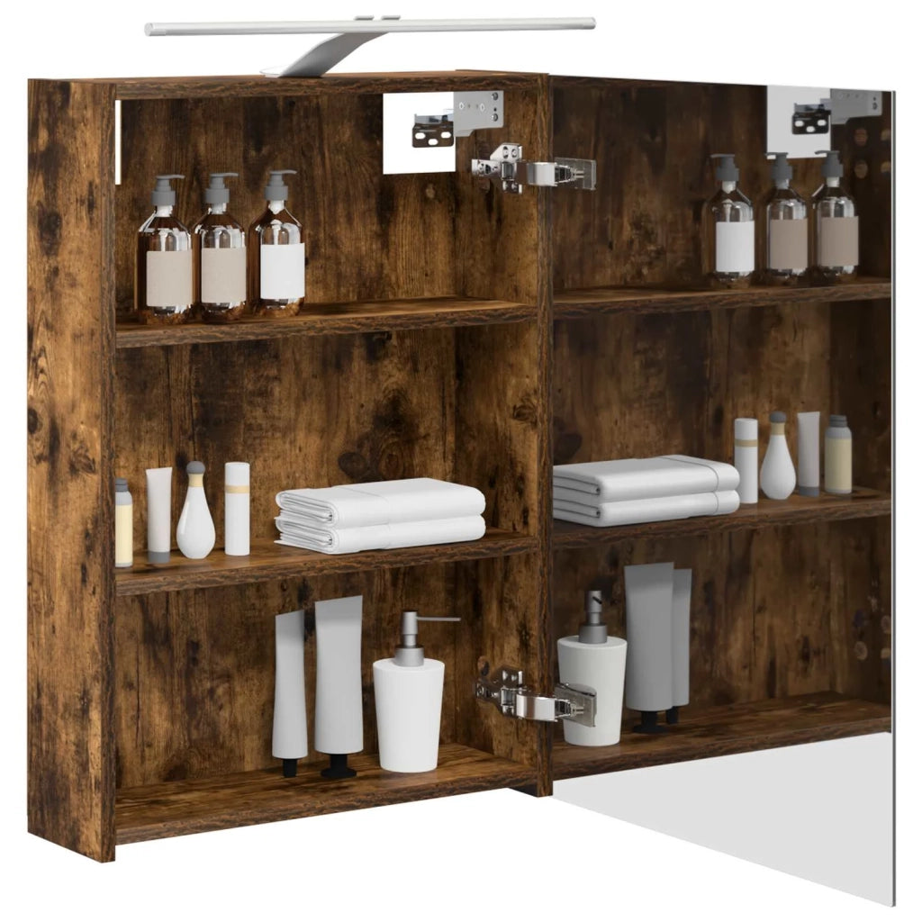 Mobiletto per specchio da bagno Rovere fumé 50 x 14,5 x 70 cm
