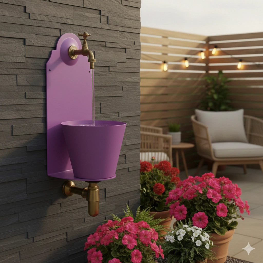 Fontana a Parete da Giardino con Rubinetto Belfer 42/PR Viola