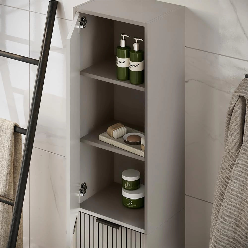 Armadio per il bagno Ruford, Cachemire, 40 x 176 cm con 2 porte, adatto per la conservazione salvaspazio di accessori da bagno