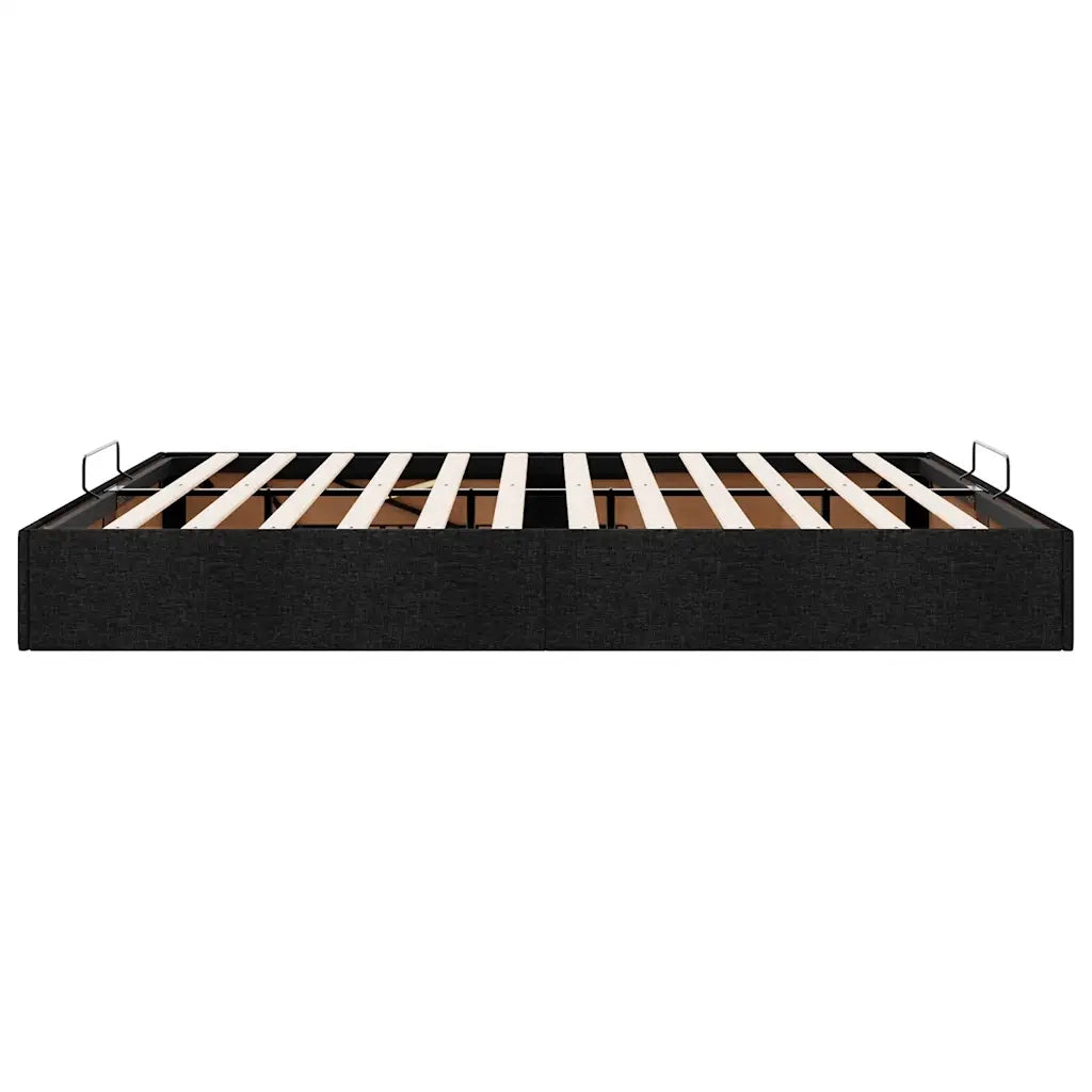 Struttura Letto Pouf senza Materasso-Giroletto con contenitore Nero 160x200 cm in Tessuto