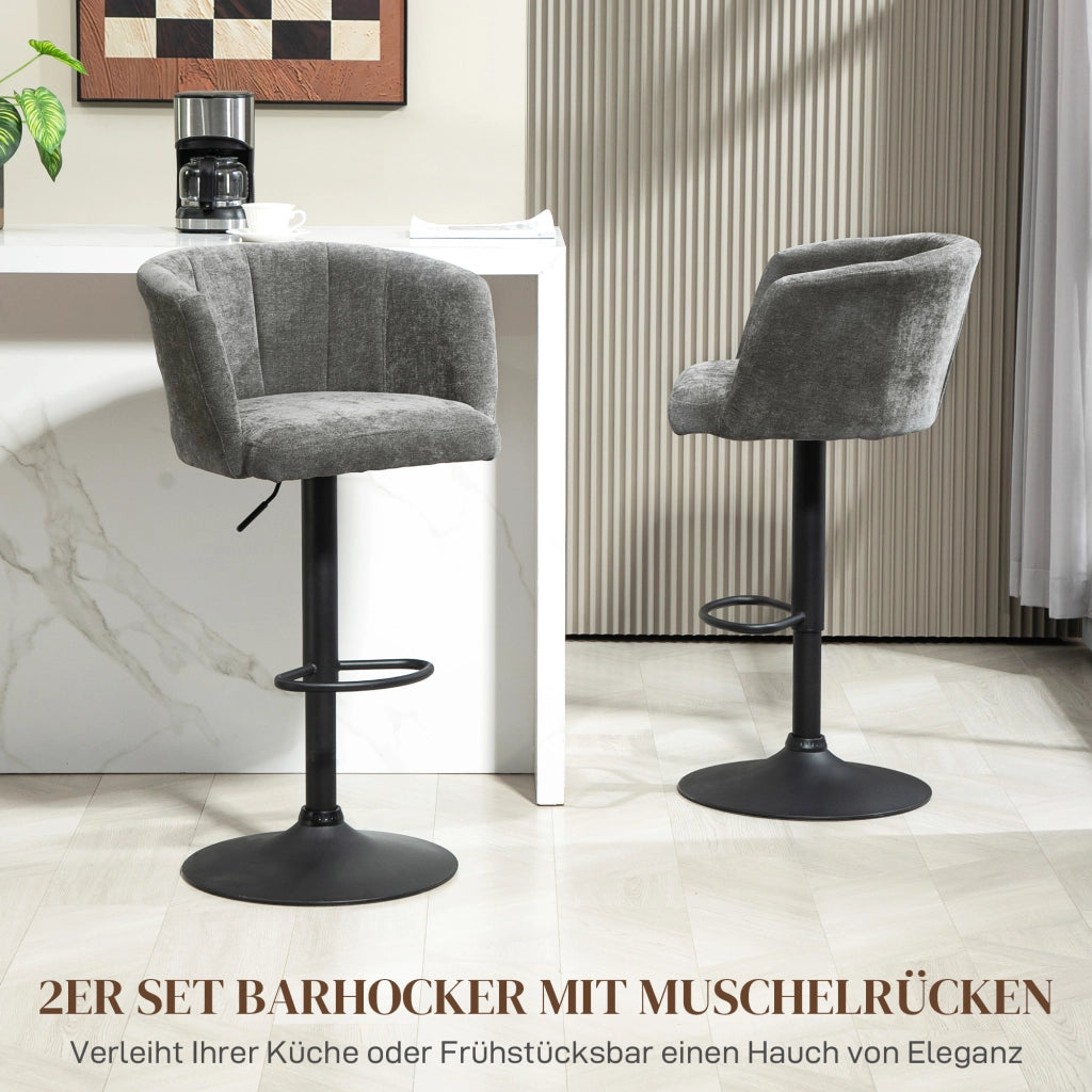 SGABELLO ALTO Set da 2 pezzi girevole 59x53x89-110 cm grigio scuro poliestere