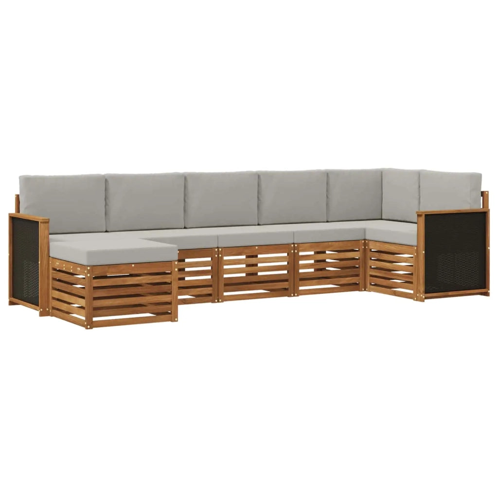 Set divano sezionale con cuscino 6 pcs Naturale e Grigio Chiaro 3384612