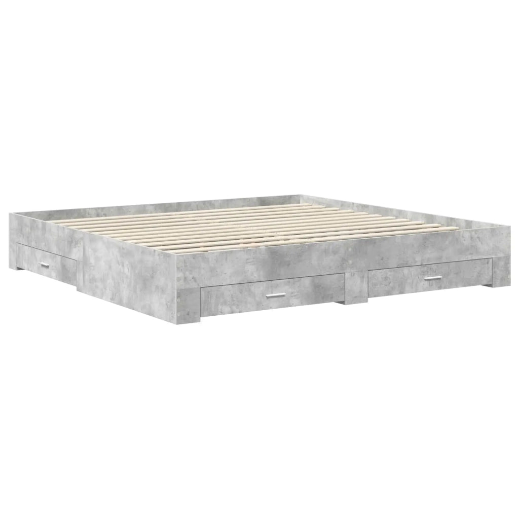Struttura del letto con testiera Grigio cemento 200 x 200 cm