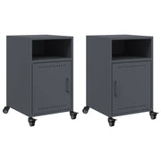 Set di 2 Comodini | Armadio da Notte | Mobiletto da notte Antracite 36x39x59 cm in Acciaio