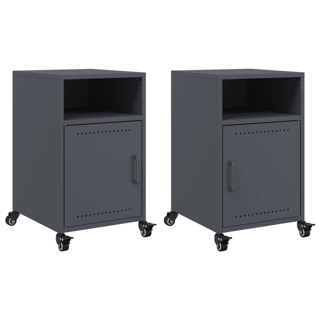 Set di 2 Comodini | Armadio da Notte | Mobiletto da notte Antracite 36x39x59 cm in Acciaio