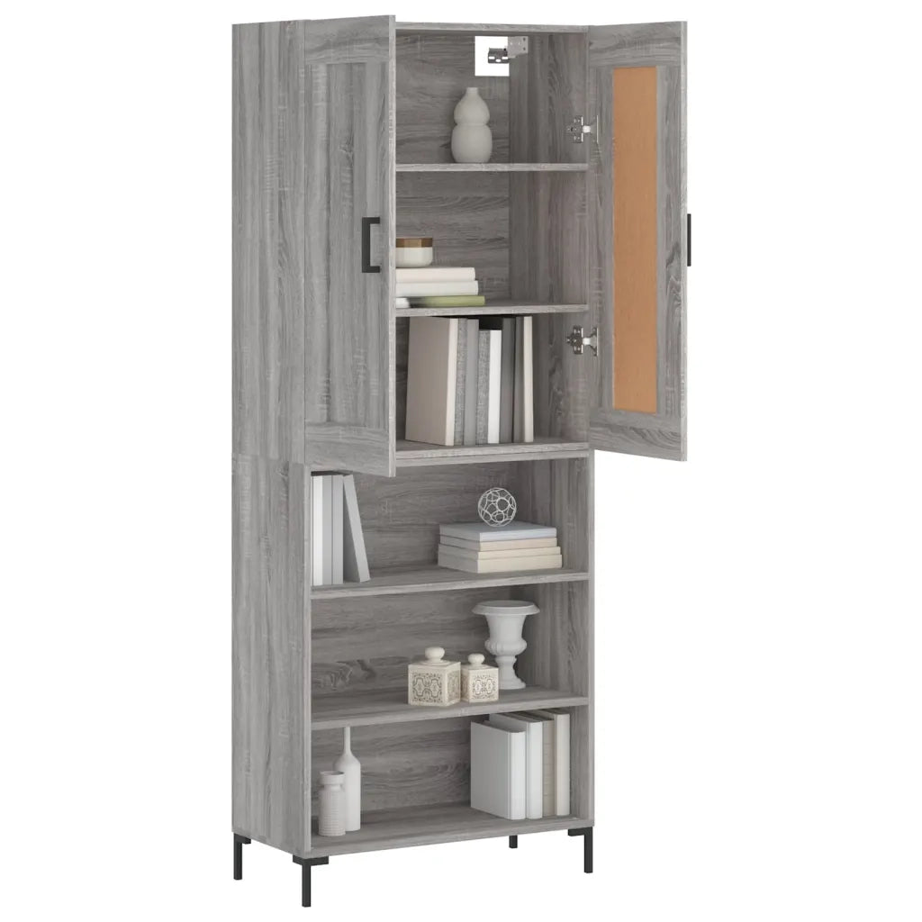 Credenza Grigio Sonoma 69,5x34x180 cm in Legno Multistrato 3200071