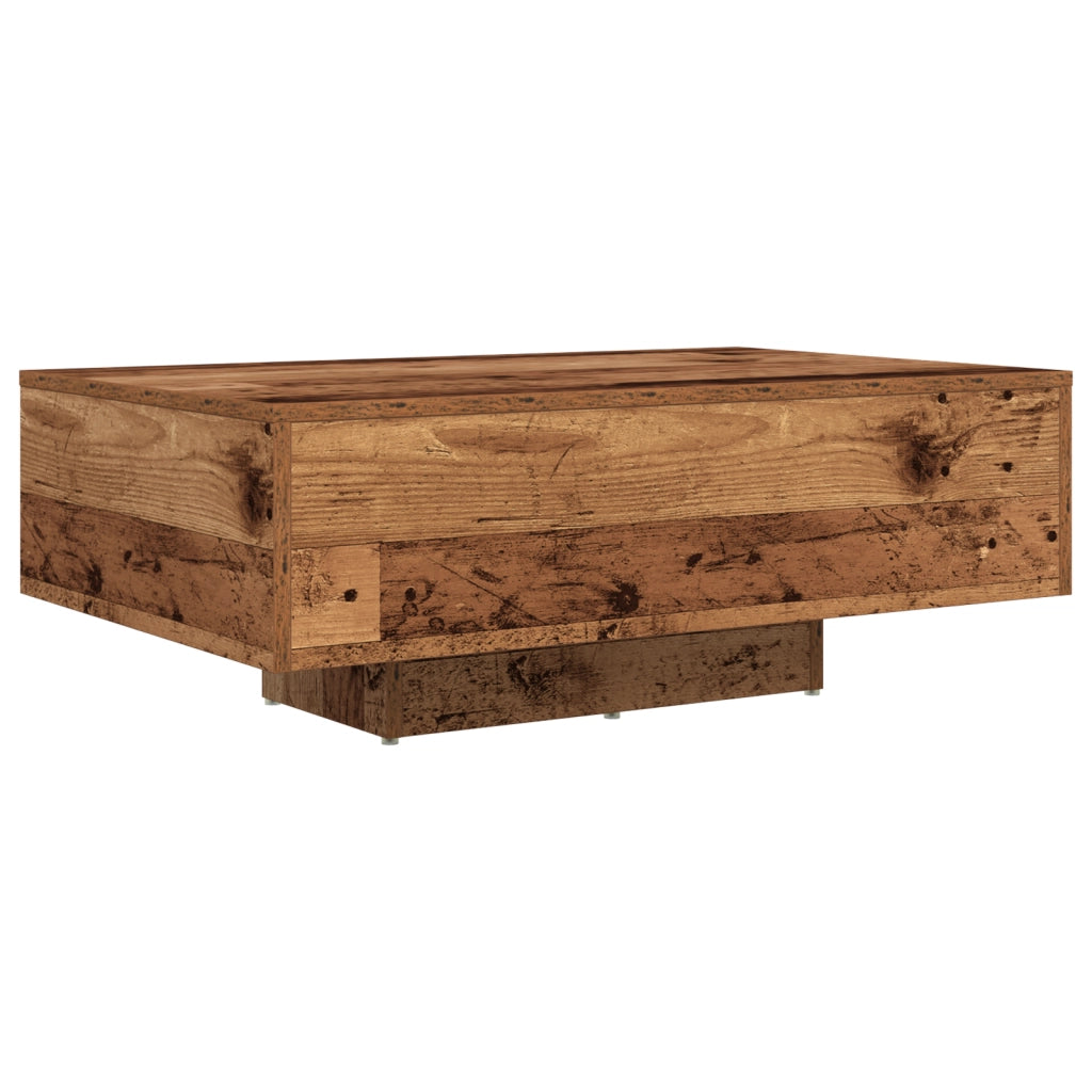 Tavolino da caffÃ¨  con luci LED in legno antico 85x55x31 cm