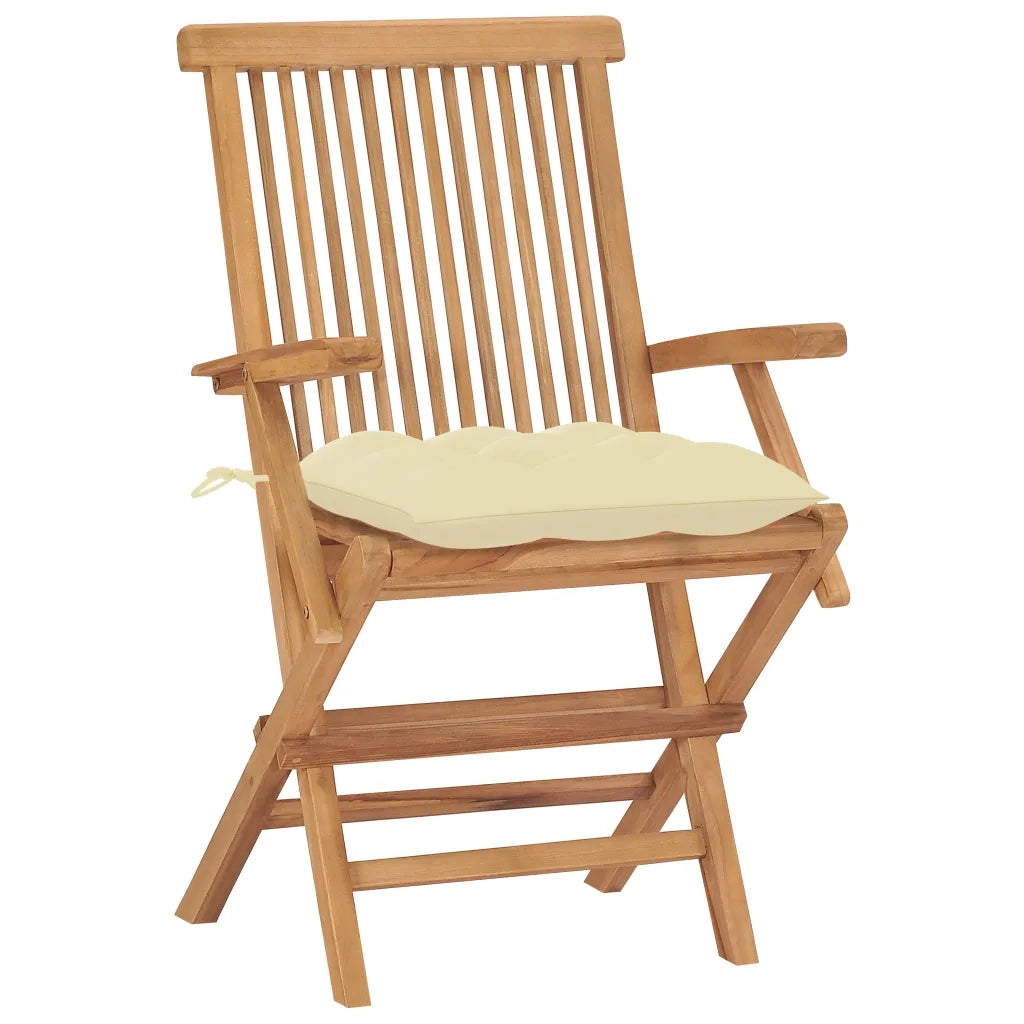 Sedie da Giardino e Cuscini Bianco Crema 8 pz Massello di Teak cod mxl 25471