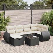 Set Divani da Giardino con Cuscini 7pz Nero Polyrattan