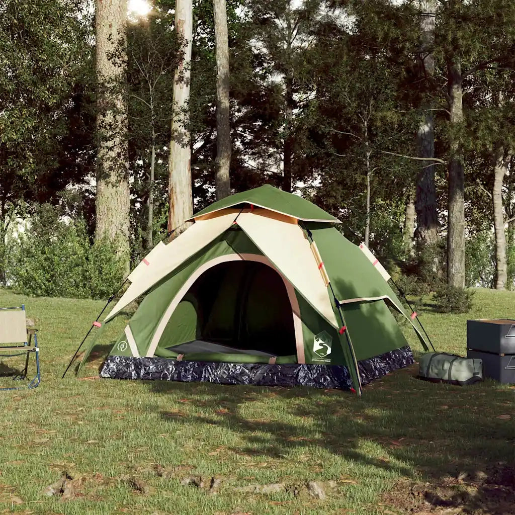 Tenda a Cupola da Campeggio 4 Persone Verde a Rilascio Rapido 4004181