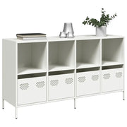 Credenza Bianca 135x39x73,5 cm in Acciaio Laminato a Freddo
