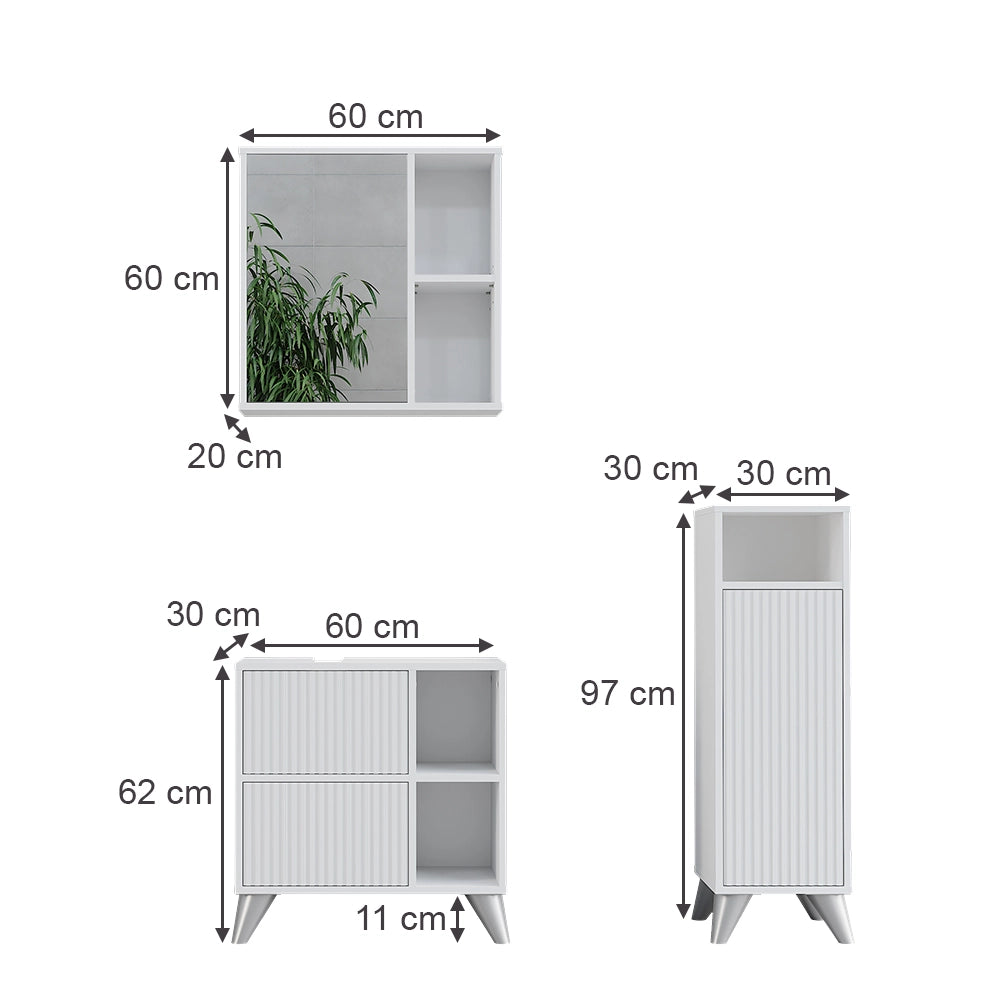 Vicco Set di mobili da bagno Bianco 3 parti