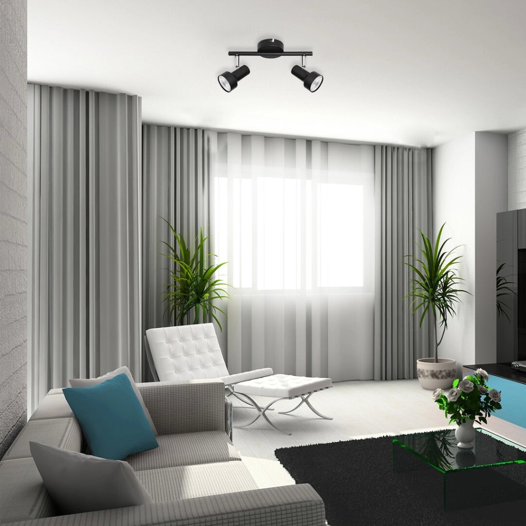 Faretto parete/soffitto nero GU10 2 luci Rabalux Konrad 5323