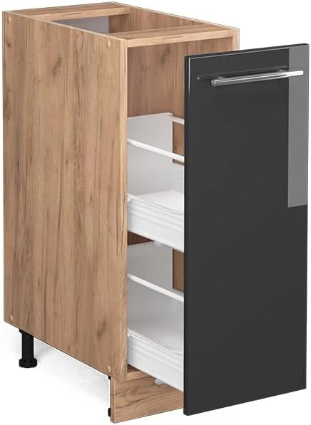 Pannello frontale Fame-Line, Rovere nero lucido, 60 cm, PL Marmo, per la combinazione con altri moduli della serie Fame-Line