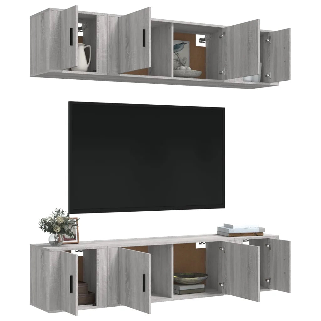 Set di Mobili Porta TV 6 pz Grigio Sonoma in Legno Multistrato 3188660