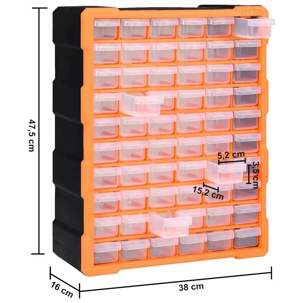 Multi-drawer Organizer With 60 Drawers, 38x16x47.5 Cm