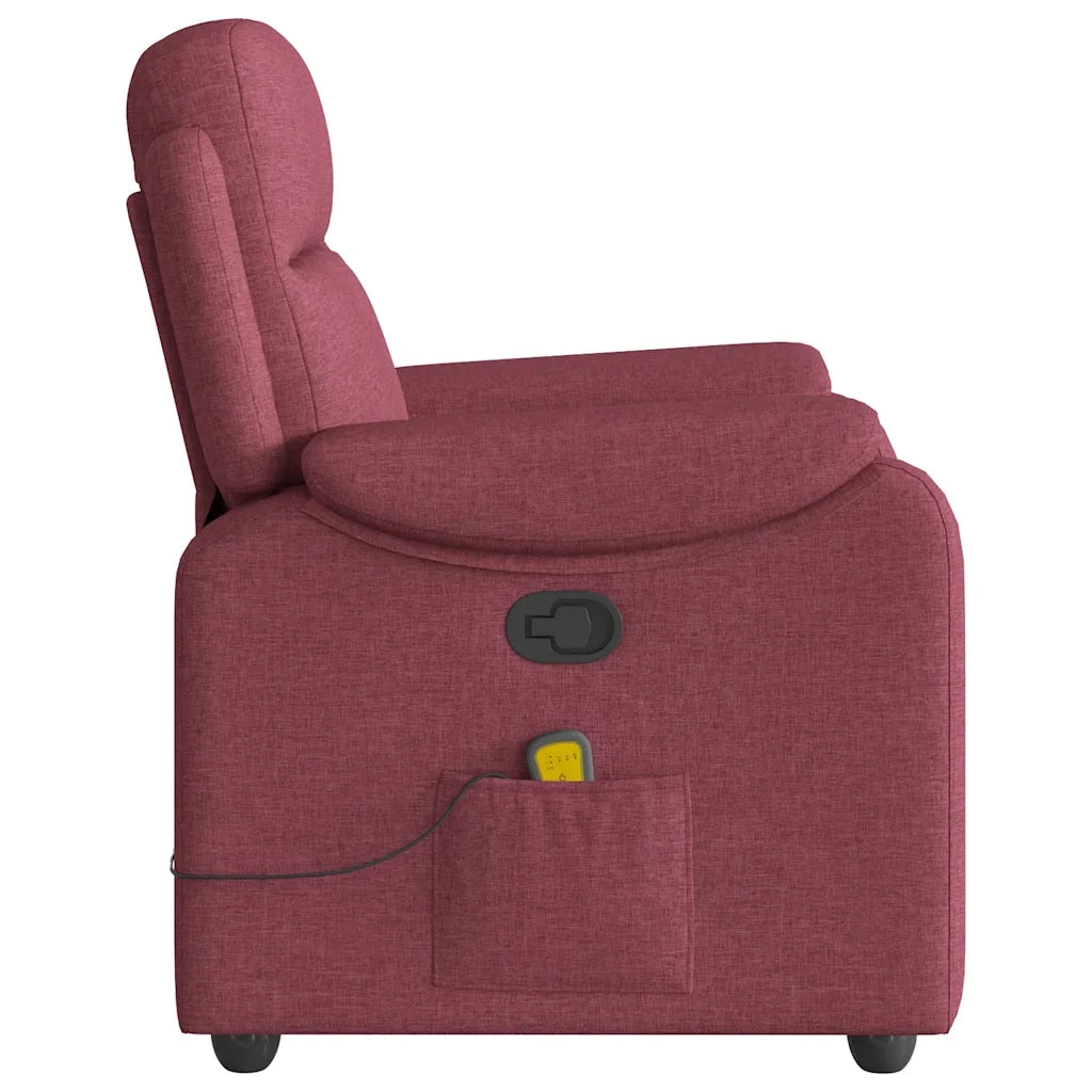 Poltrona Massaggiante Reclinabile Rosso Vino in Tessuto 4015693