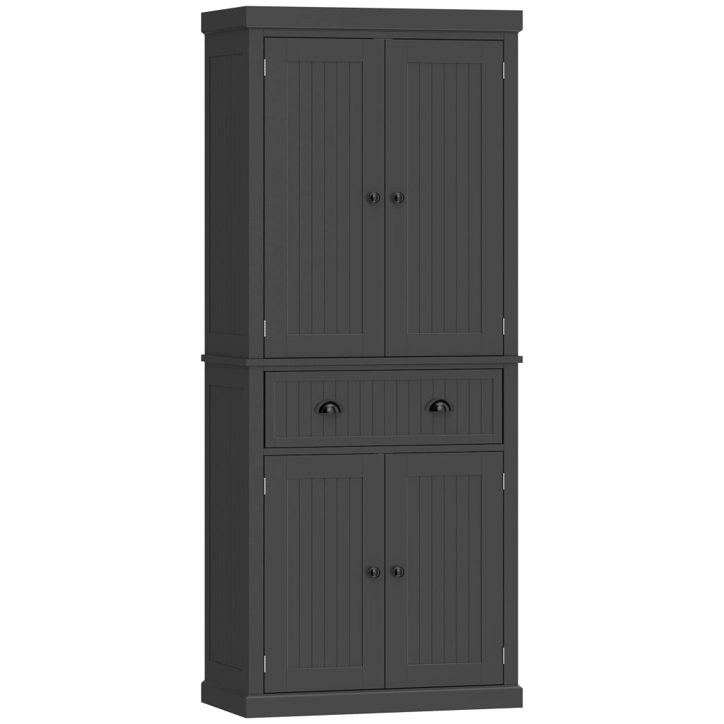 Credenza Cucina con 4 Porte e Cassetto ¨C Zephmum ¨C Nero 76.2x40.2x183 cm