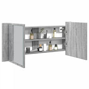 Armadietto Specchio con LED da Bagno-Mobile bagno con specchio Grigio Sonoma 100x12x45 cm