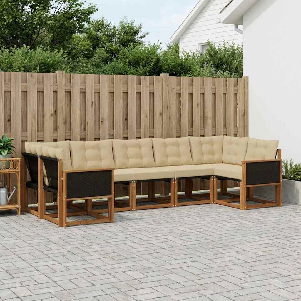 Set di divani da esterno 7 pz Naturale e Beige 3382185