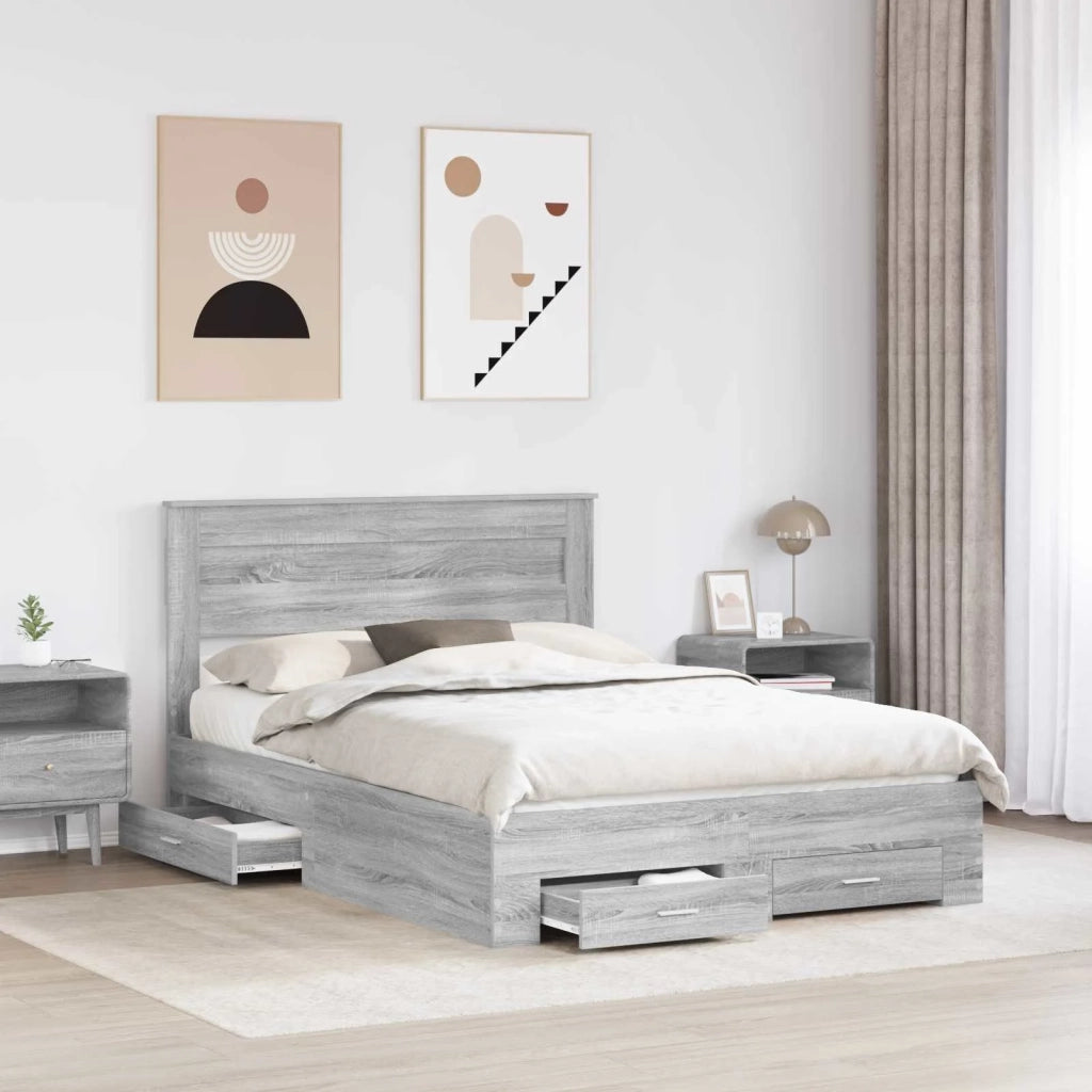 Struttura del letto con testiera Grigio Sonoma 160 x 200 cm