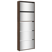 Scarpiera mobiletto portascarpe mobile ingresso/corridoio/soggiorno con specchio 5 ripiani 63 x 17 x 169,5 cm marrone 02_0021892